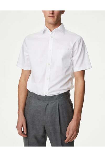 Marks & Spencer Saf Pamuklu Regular Fit Kısa Kollu Gömlek