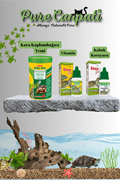 PureCanpati Kara Kaplumbağası Yem,Vitamin,Kabuk Jel Seti