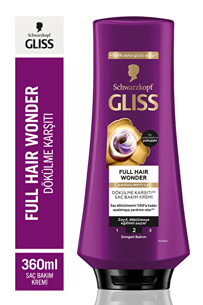 Gliss Full Hair Wonder Dökülme Karşıtı Şampuan 400ml X2 Saç Kremi 360ml X2 Sıvı Saç Kremi 200 ml