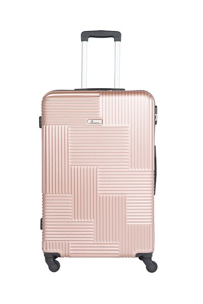Senator Hard Case Cabin Luggage Trolley Suitcase | Unisex Travel Bag With 4 Spinner Wheels Kh110 Rose Gold