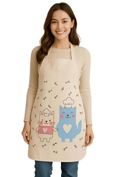 MODALİN Paw Chef Kitchen Apron Cute Cat Pattern, Liquid Proof Fabric