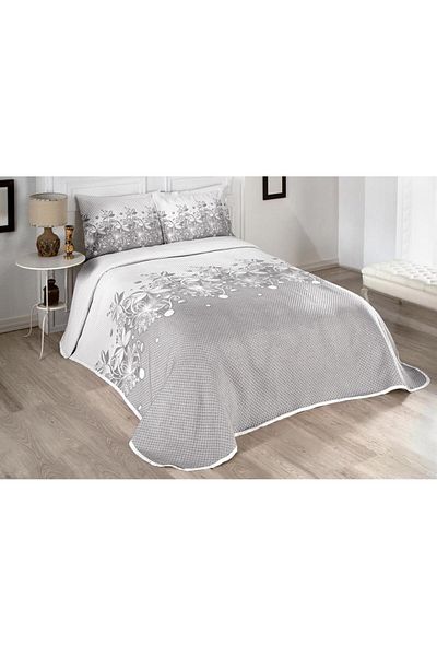 Karna Home Jacquard Panel Patterned Floven Bedspread