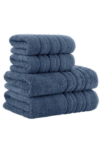 MODALİN 4 Lü Banyo Havlusu Seti Dora Indigo - 70X140cm x2 / 50x90cm x2