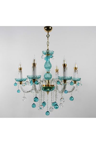 Mutlu Chandelier Living Room, Living Room, Guest Room 6 Pieces Glass Arms