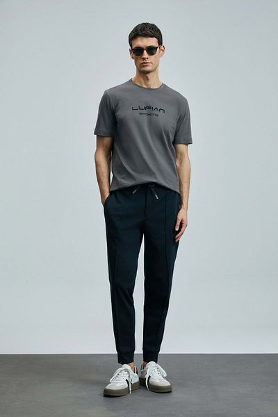 Lufian 111190346 Pıto Smart Ανδρικό παντελόνι Chino Slim Fit Ανδρικό παντελόνι μαύρο