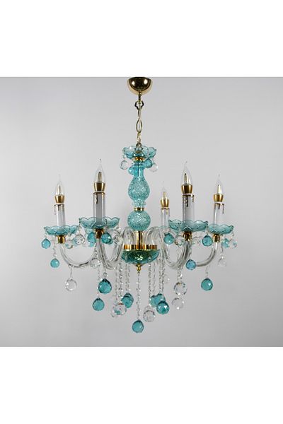 Mutlu Chandelier Living Room, Living Room, Guest Room 6 Pieces Glass Arms
