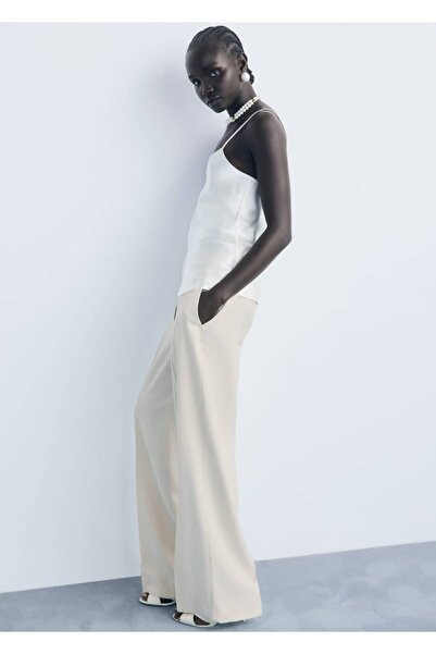 MANGO Woman Düz kesim orta belli pantolon