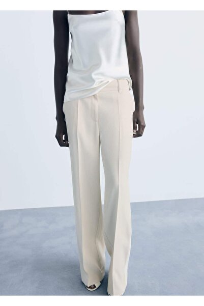 MANGO Woman Düz kesim orta belli pantolon