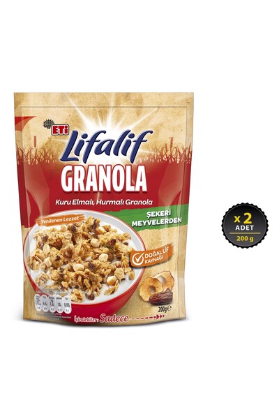 Eti Lifalif Elmalı Hurmalı Granola 200g x 2 Adet