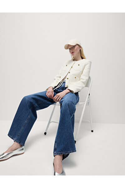 Marks & Spencer Saf Pamuklu Wide Leg Jean Pantolon