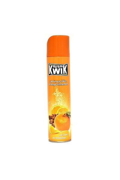 Kwik Orange Cinnamon Air Freshener 300 ml – Long-lasting, Refreshing Citrus & Spice Scent
