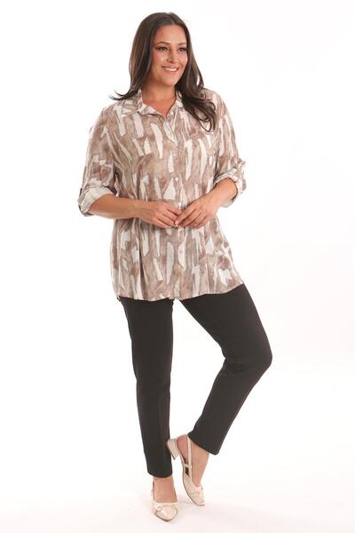 Metpoint Πουκάμισο με ψηφιακό εμπριμέ σχέδιο Trend42plus Plus Size Mink