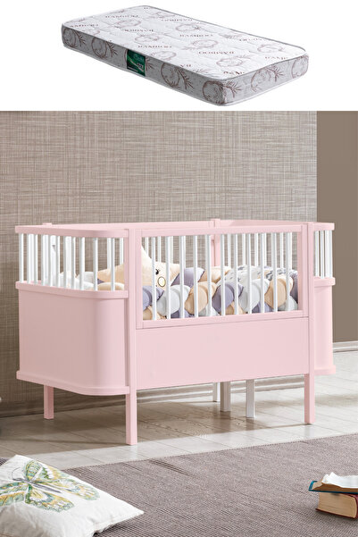 Setay Mdf Beşik, Trend Büyüyen Beşik - Pembe 1 Adet Comfort Yatak 90x130