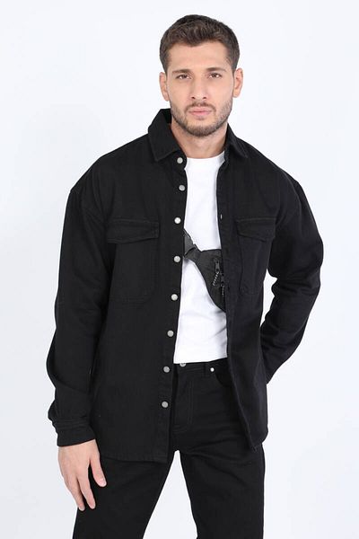 BANNY JEANS Ανδρικό πουκάμισο Jean Oversize Μαύρο