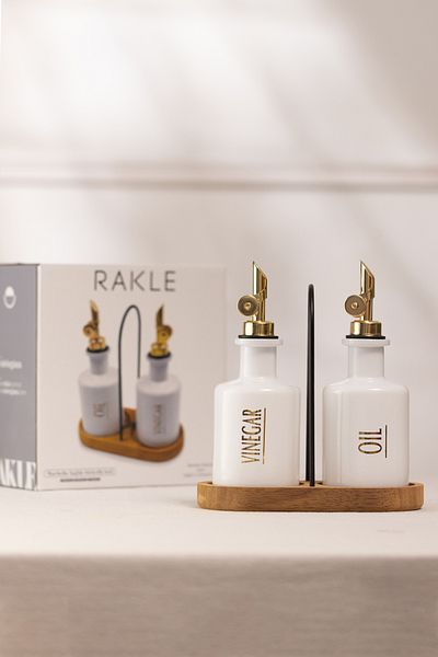 Rakle Marbella Bamboo Stand Set of 2 Oil-Circelik White 200 Cc