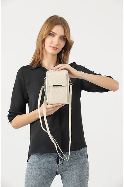 Universal Unique Market Cream Women's Crossbody Phone 3 Compartment Wallet Bag