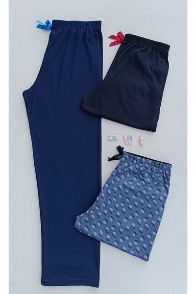 siyalife Pijamale pentru femei din 3 piese cu textura moale