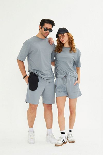 The Champ Clothing طقم تي شيرت وشورت نسائي مريح من القطن مقاس كبير