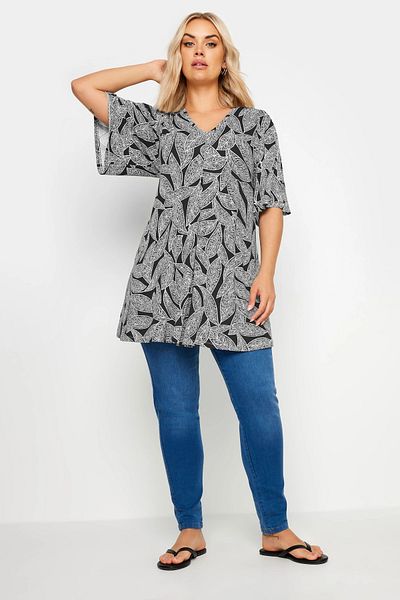 Stil Diva Μπλούζα με λαιμόκοψη V - ασύμμετρη κοπή Lycra Plus Size 321765