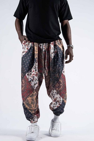 Superbluemexico Men's Elastic Waist Jogger Baggy Trousers
