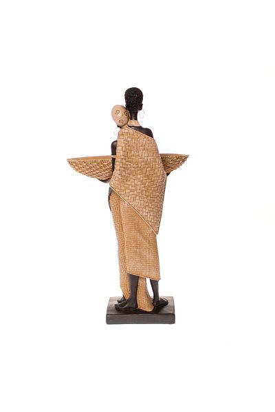 Ella Home Italia Statueta African Couple, Rasina, Negru, 37 Cm