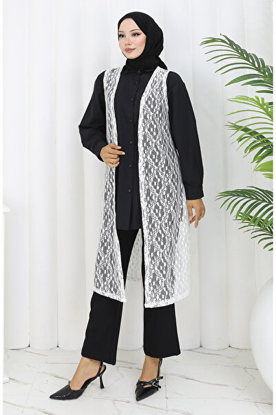 sefamerve Lace trimmed slim fit vest 8761-06 white