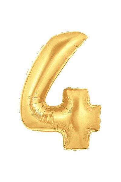 Pandoli 90 Cm Gold Color Number Foil Balloon Number 4 with Batch