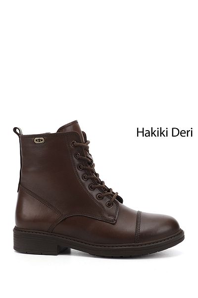 GÖNDERİ(R) Women/Girls Brown Antique Zippered Genuine Leather Boots