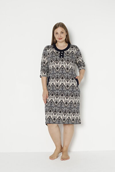 ROMEO LİFE Women's Large Size Cotton Modal Fabric Dress 5929