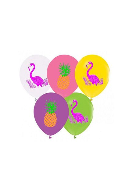Pandoli Hula Hawaiian Party Pineapple Flamingo Printed Latex Balloon 10 Pieces