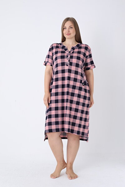 ROMEO LİFE Γυναικείο φόρεμα μεγάλου μεγέθους από βαμβακερό ύφασμα Modal 7339