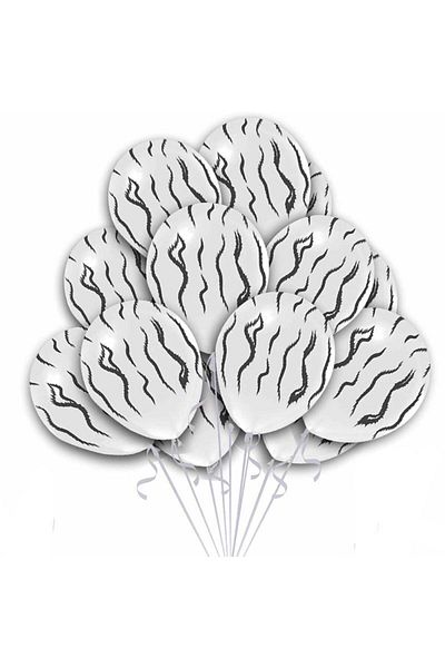 Pandoli 10 Pieces of Zebra Pattern Printed Latex Balloon with Batch