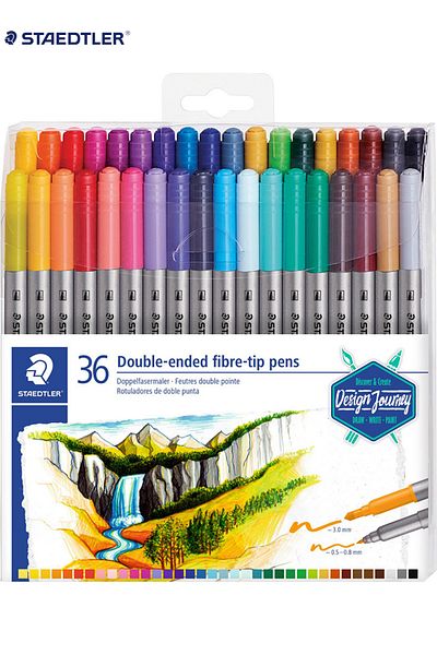 Staedtler 3200 Tb36 قلم ذو طرفين 3.0 / 0.5-0.8 ملم 36 قطعة