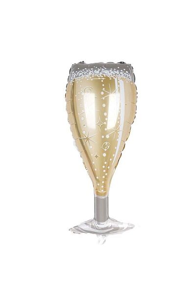 partidolu Bride Champagne Glass Shaped Foil Balloon 100 X 45 Cm Champagne Color 1 Piece