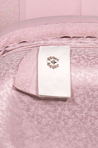Sevim Σετ κάλυμμα κρεβατιού Tivoli Dowry - Σετ Πικέ με Πετσέτα-Nirvana - Πούδρα