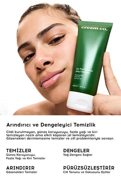 Cream Co. جل تنظيف الوجه المضاد لحب الشباب والبثور والرؤوس السوداء |   زيت شجرة الشاي النياسيناميد |   100 مل