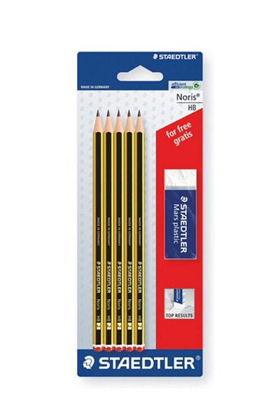 Staedtler 120-S Bk5D Noris Pencil 5-Piece Blister (2B, B, Hb, H, 2H)
