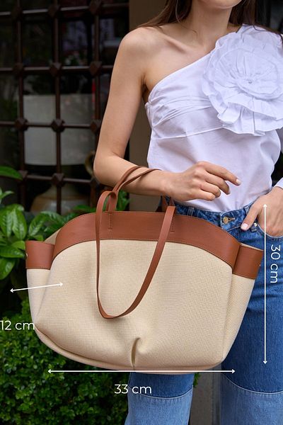 Madamra Geantă tote cu contrast pentru femei, bronz