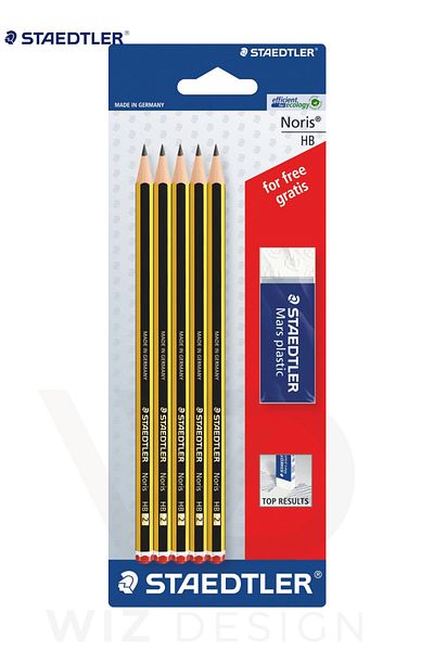 Staedtler 120-S Bk5D Noris Pencil 5-Piece Blister (2B, B, Hb, H, 2H)