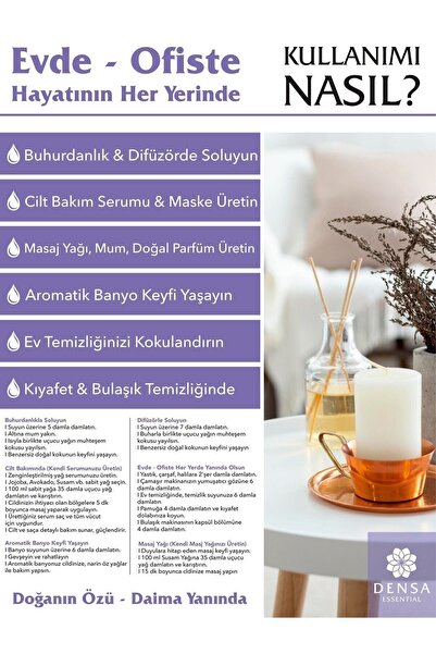 Densa Essential Tıbbi Lavanta Uçucu Yağı %100 Saf ve Doğal 10 ml Difüzör Buhurdanlık Uyumlu