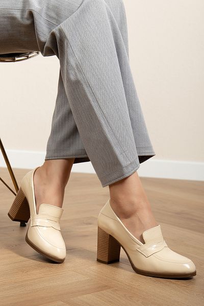 ANALİN SHOES Pantofi clasici cu toc pentru femei din piele naturală din piele naturală bej