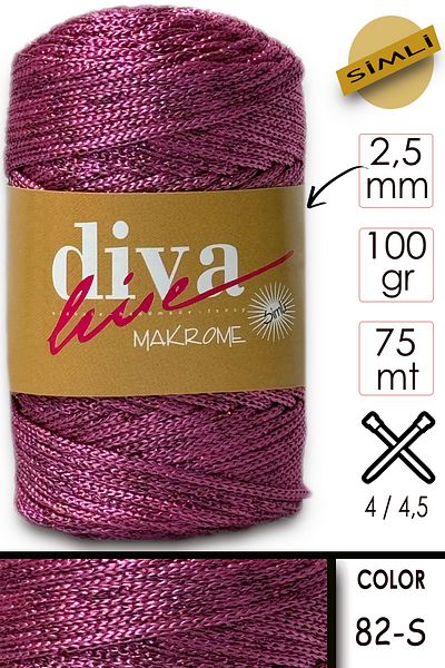 Diva İplik Diva Macrame Thread Glitter 82s Fuchsia