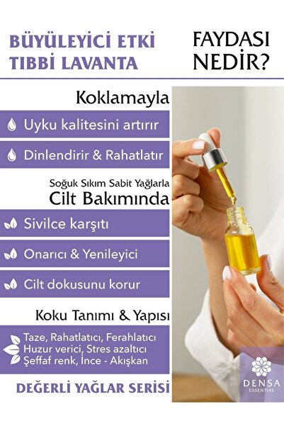 Densa Essential Tıbbi Lavanta Uçucu Yağı %100 Saf ve Doğal 10 ml Difüzör Buhurdanlık Uyumlu