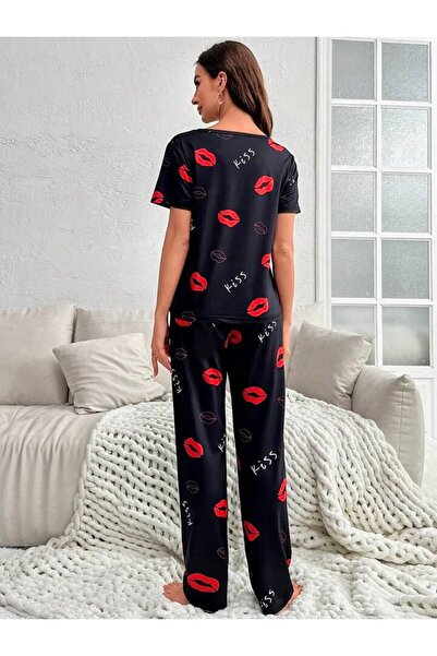 GAZANİGA Γυναικείο Σετ Πιτζάμες Νυχτικό με στάμπα KİSS