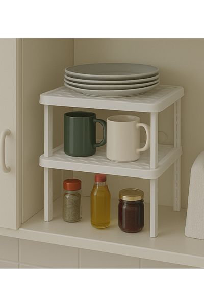 Dükkanönü 2-Piece Square Standing Shelf Organizer and Riser