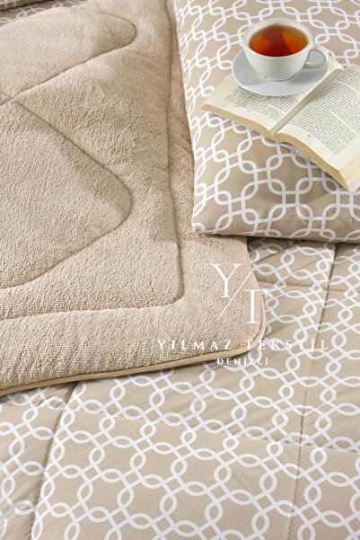 ChicMaison Single Double Sided Fluffy Quilt Set Beige Chain