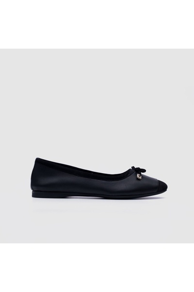 TOGO Siyah Hakiki Deri Kadın Babet Ayakkabı [060257]
