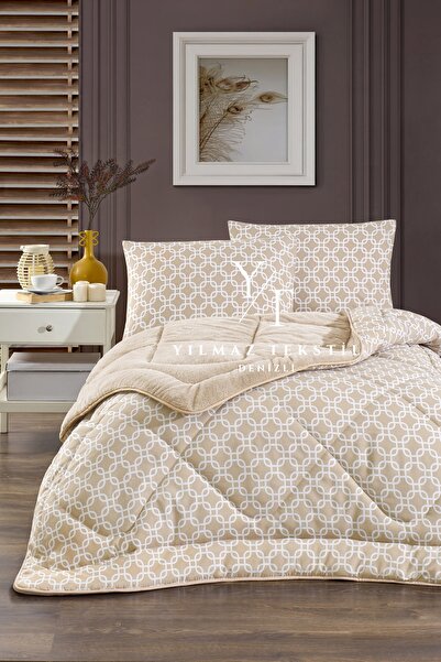 ChicMaison Single Double Sided Fluffy Quilt Set Beige Chain