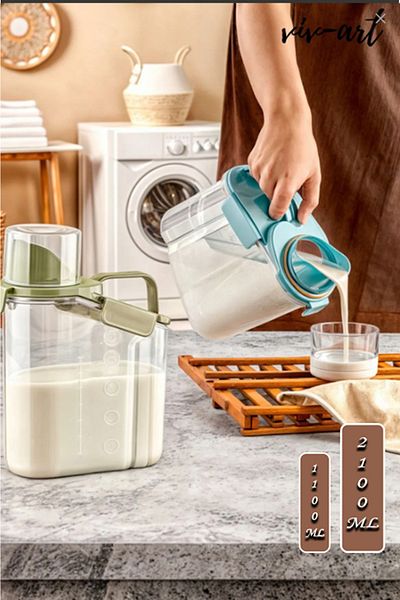 Vivart 2 bucăți 1,8 L cu capac Recipient de depozitare pentru detergent pulbere lichidă Organizator pentru baie Cutie de depozitare multifuncțională