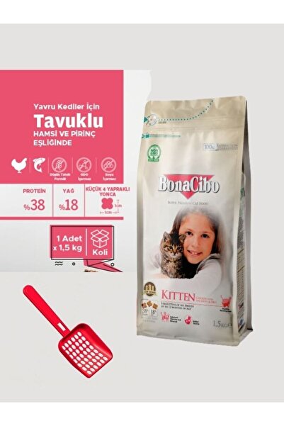 BonaCibo Kitten Tavuk Hamsi Yavru Kedi Maması 1,5 Kg+kürek Hediye
